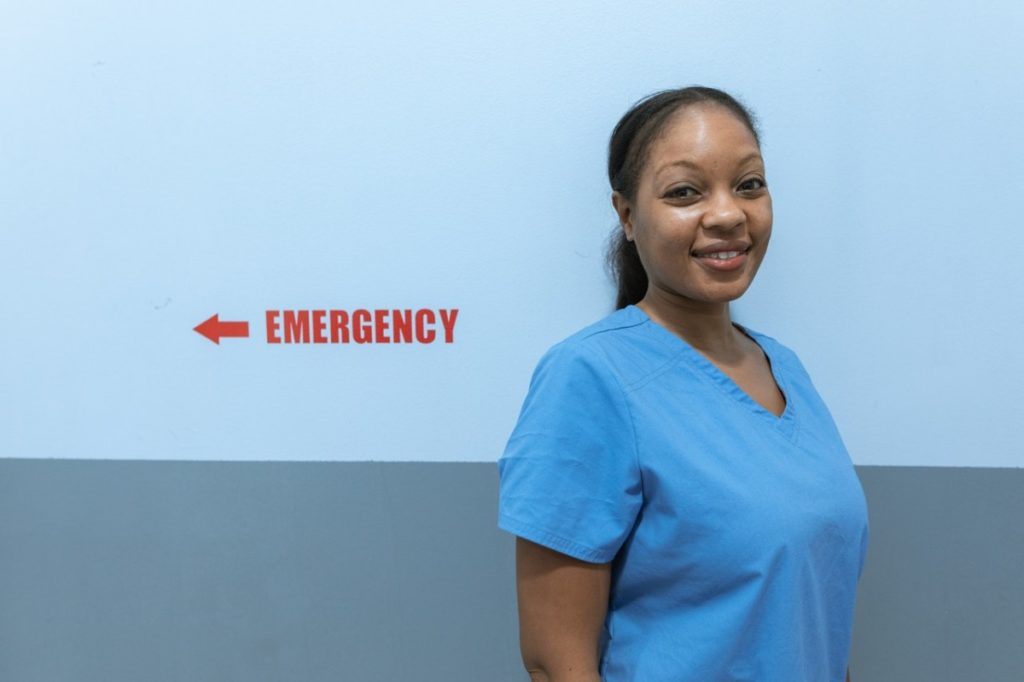nurse wearing blue