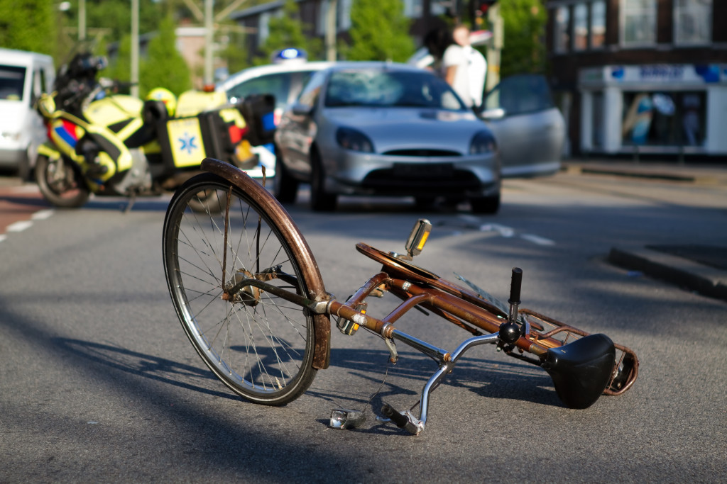 broken bicycle after accident